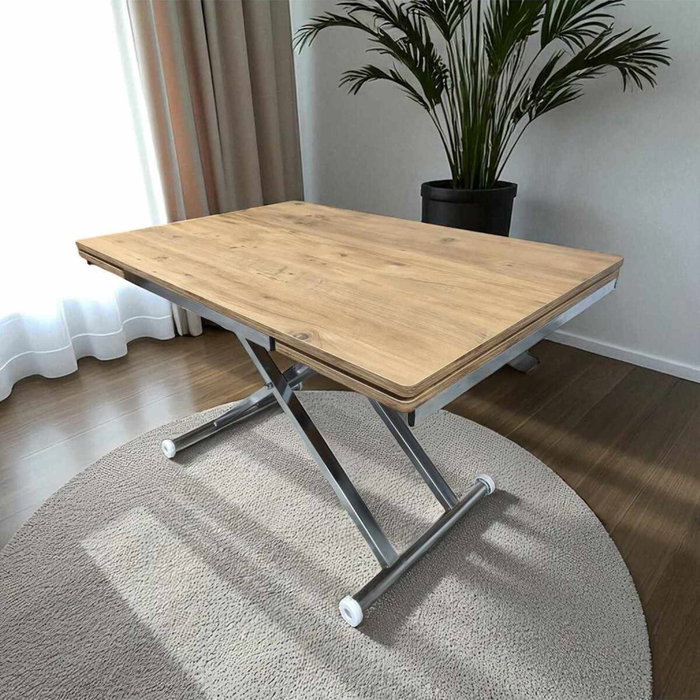 Hanah Home Mesa de Comedor Extensible Pino y Cromo Hanah Home Mesa de Comedor Extensible Pino y Cromo